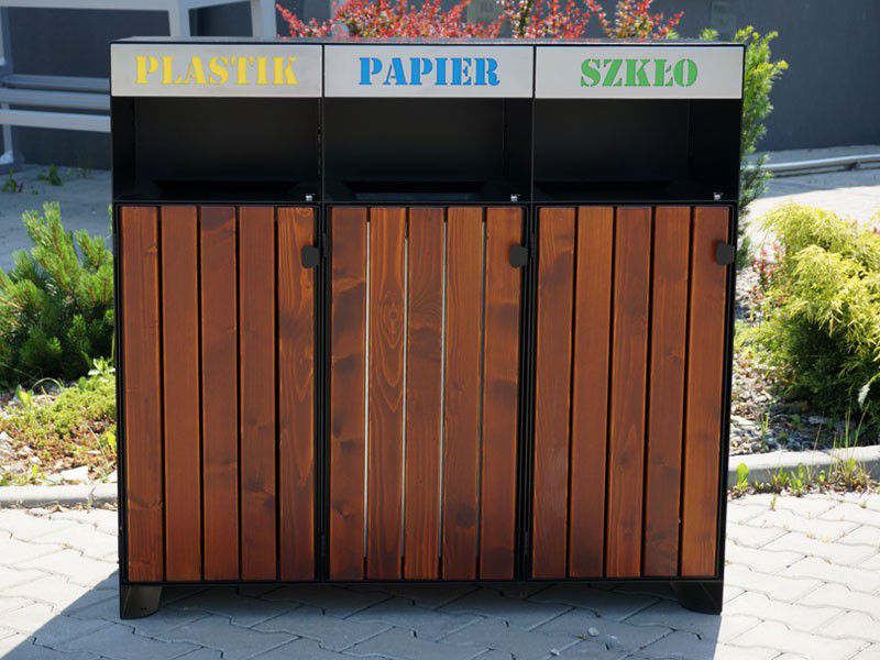 Kosz do segregacji "Ajaks I" 3x80l / napisy wycinka laserowa